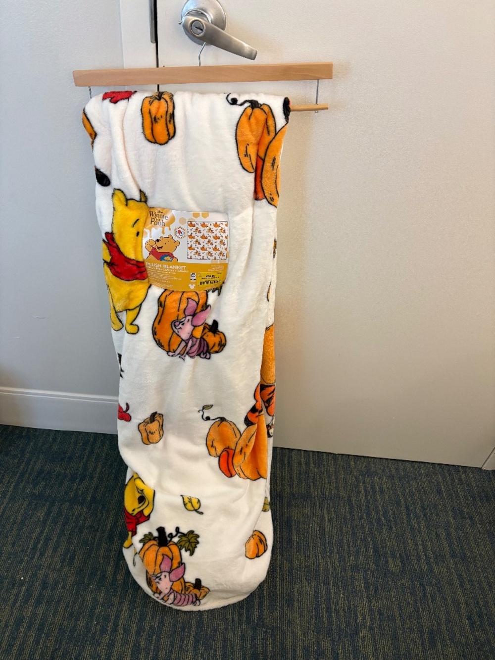 Disney Winnie the Pooh & Piglet Autumn Fall Blanket 90 X 90” Queen Sz